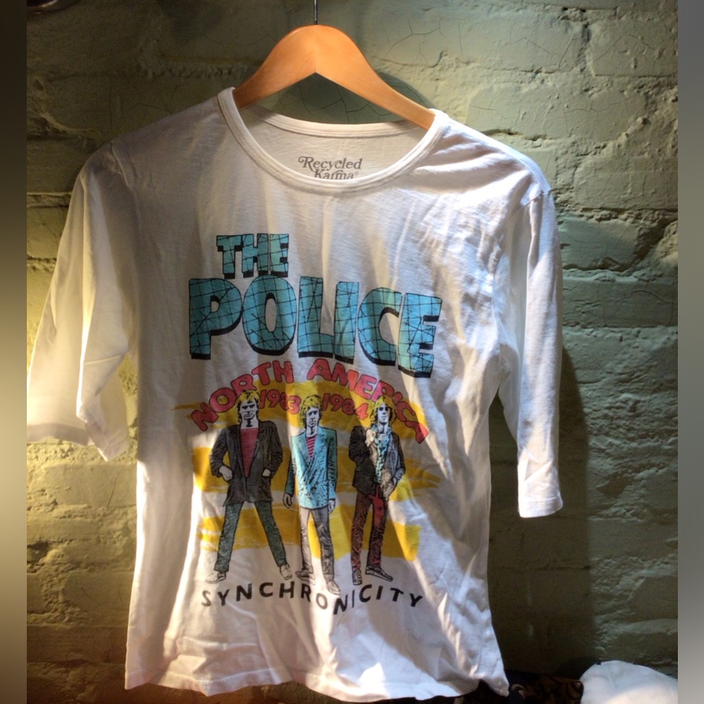 NEW ! Recycled Karma White Graphic Tee with Multicolor Design
